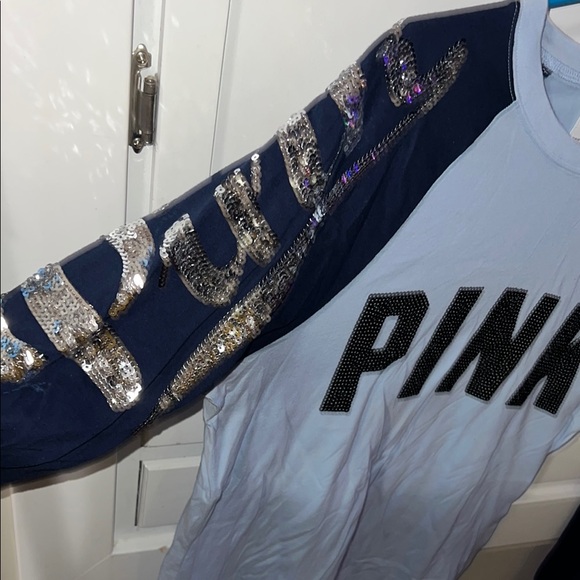 PINK Victoria's Secret Light Blue Kids Shirt with Sequin Accents - Picture 3 of 4